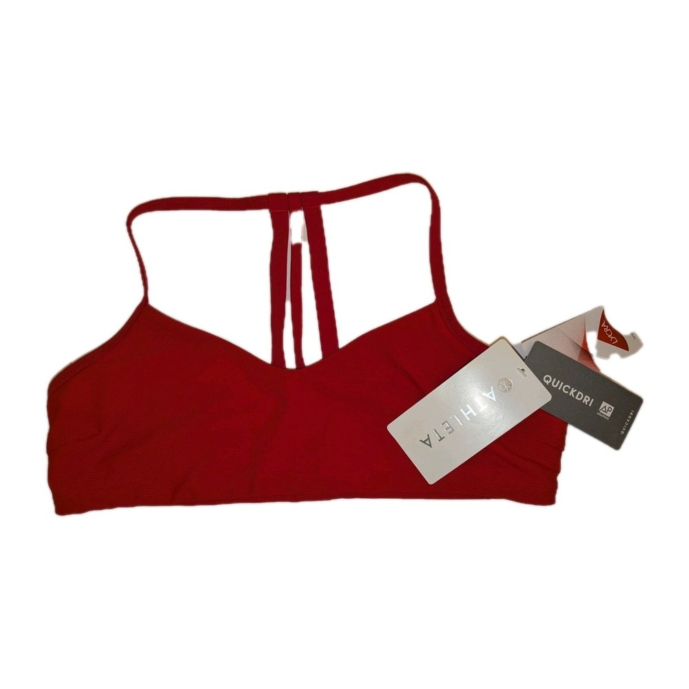 New Athleta Cloudbreak Rib bikini top L Large Red Performance Beach Cruise Pool